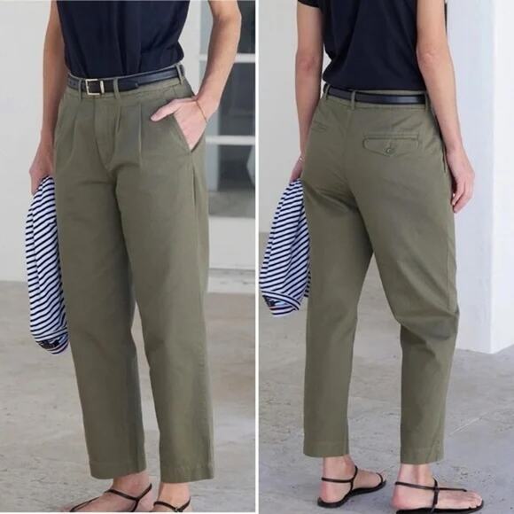 AYR The Metropolitan Cropped Pleated Twill Pants Green Size 10 - Picture 1 of 7